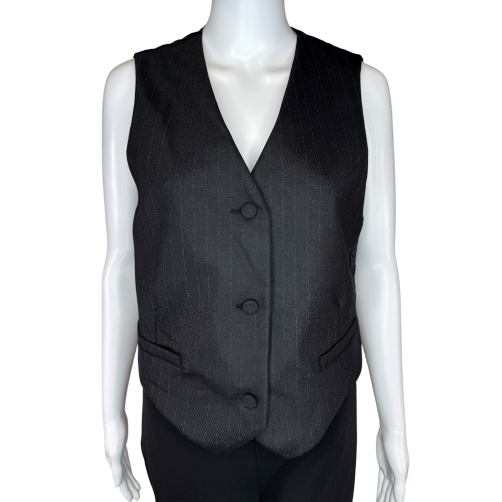 Sandro Pinstriped Twill and Satin Vest 40 - Picture 2 of 10